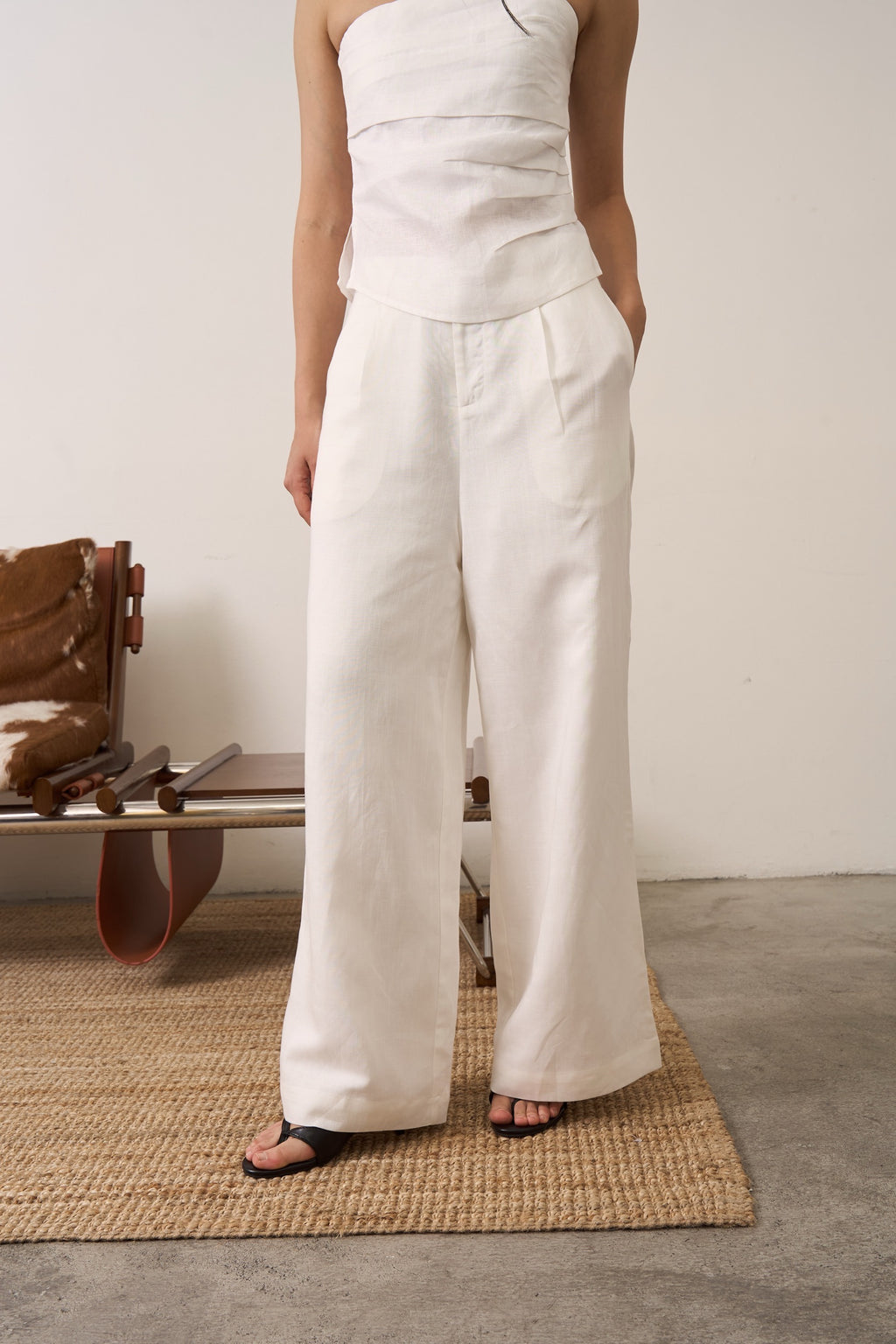 LINEN STRAIGHT TROUSERS