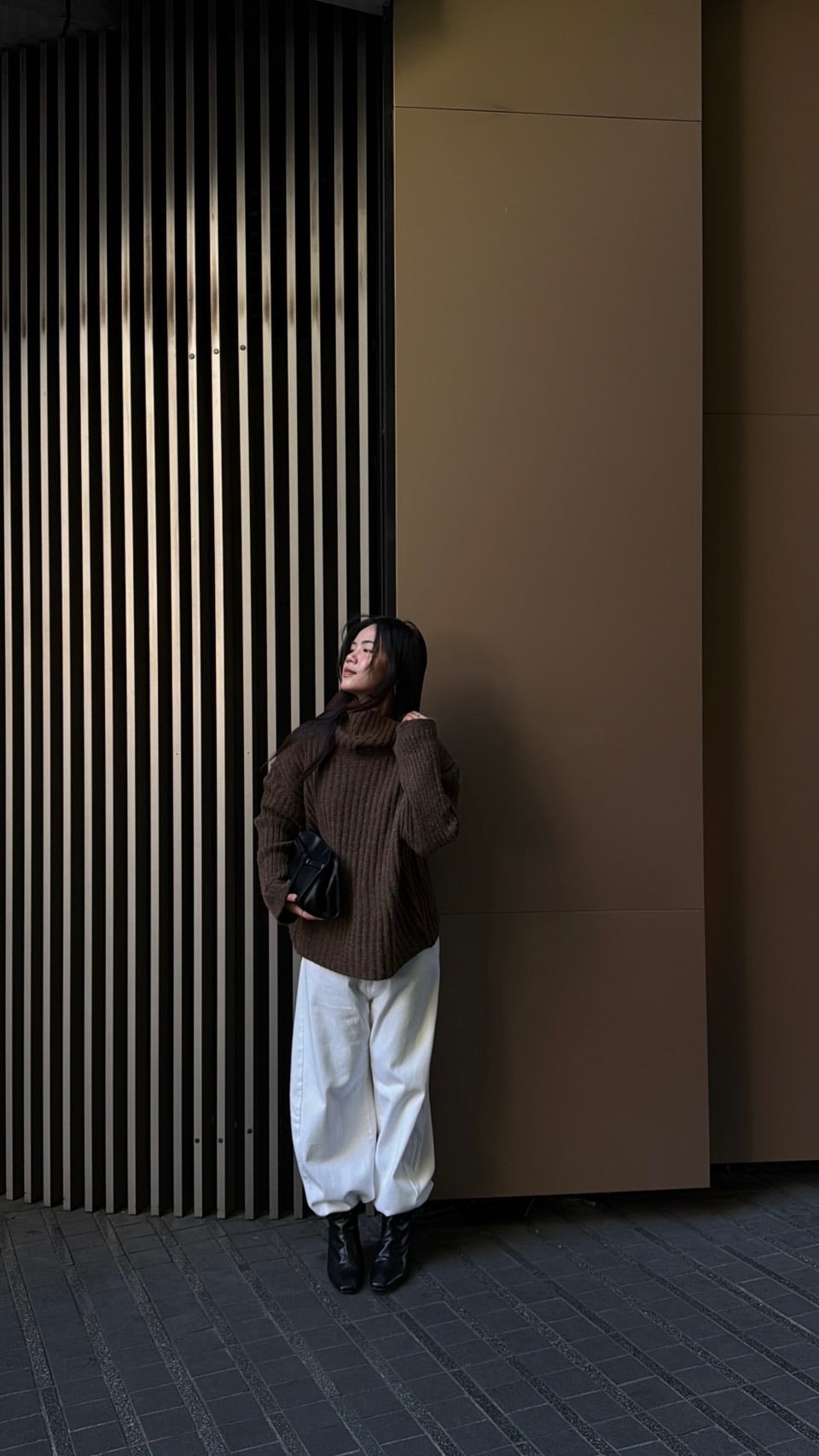 LOOSE HIGH NECK SWEATER -Available in 5 colors Grey/ White/ Black/Brown/Burgandy