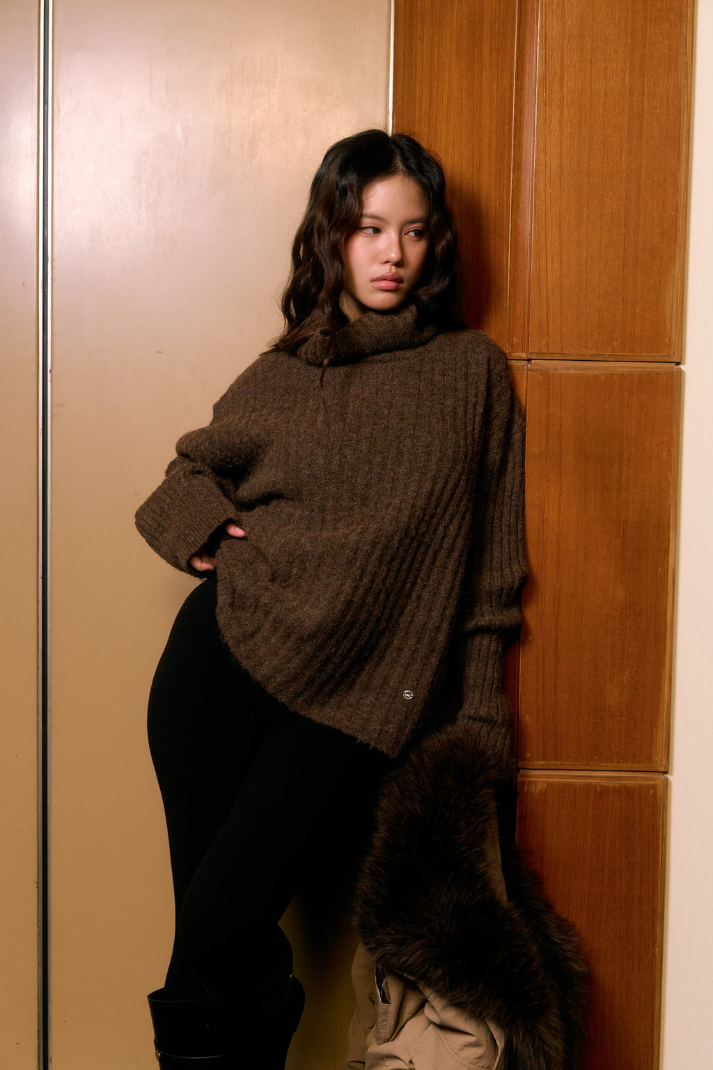 LOOSE HIGH NECK SWEATER -Available in 5 colors Grey/ White/ Black/Brown/Burgandy