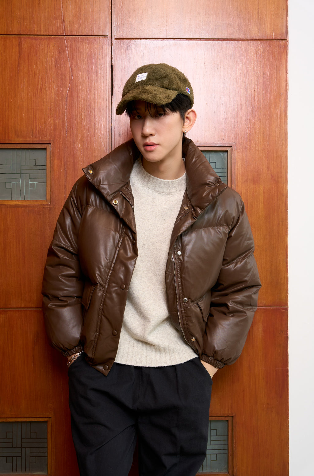 CHOCOLATE DOWN PUFFER JACKET - Available in Brown/ Black