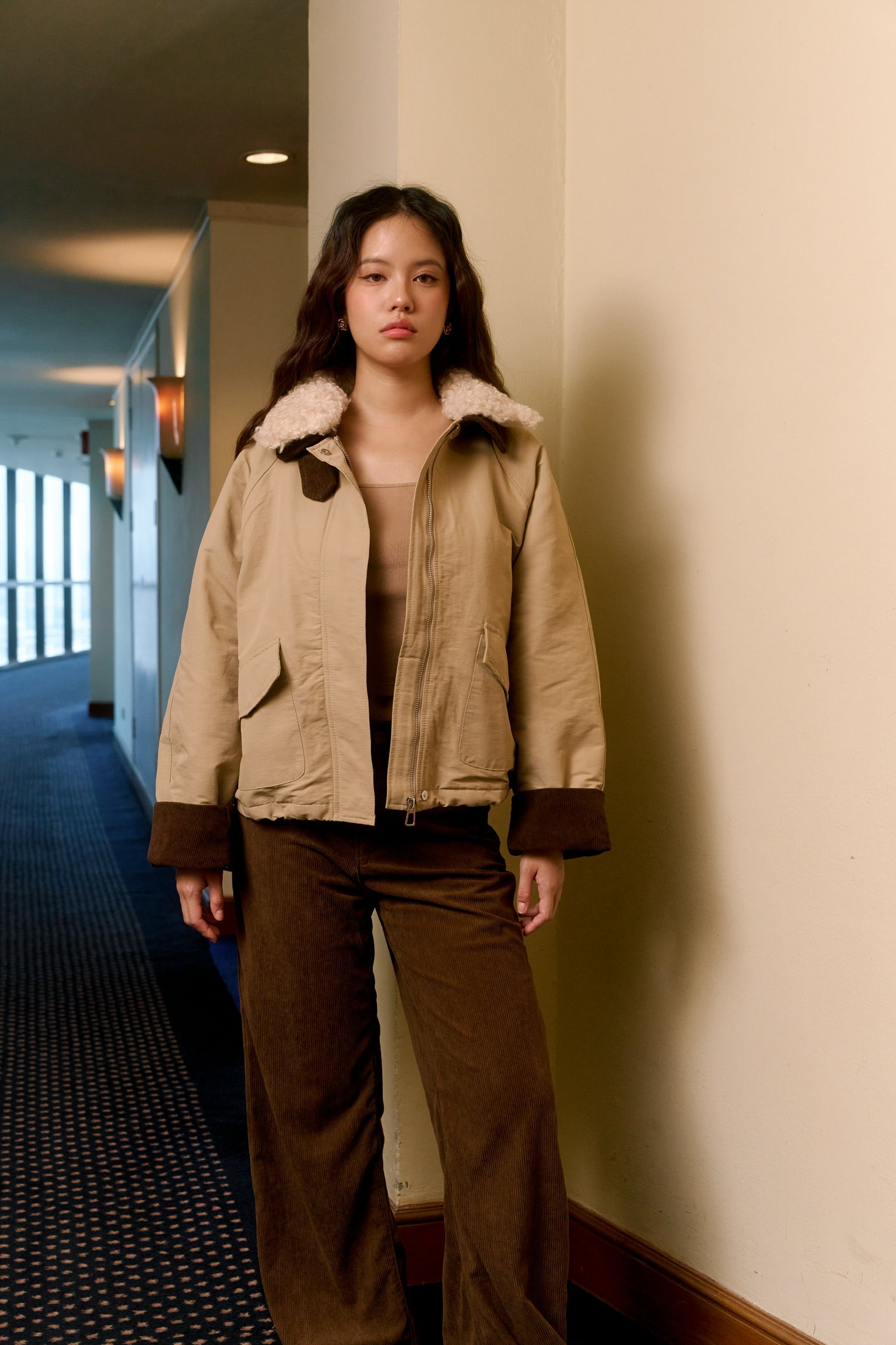 DETACHABLE FUR COLLAR JACKET