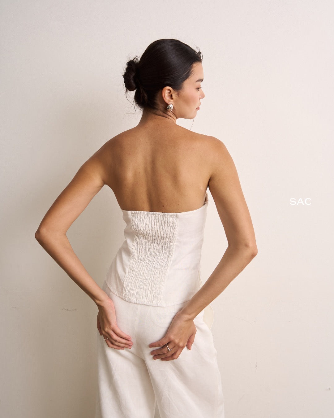 STRAPLESS LINEN TOP