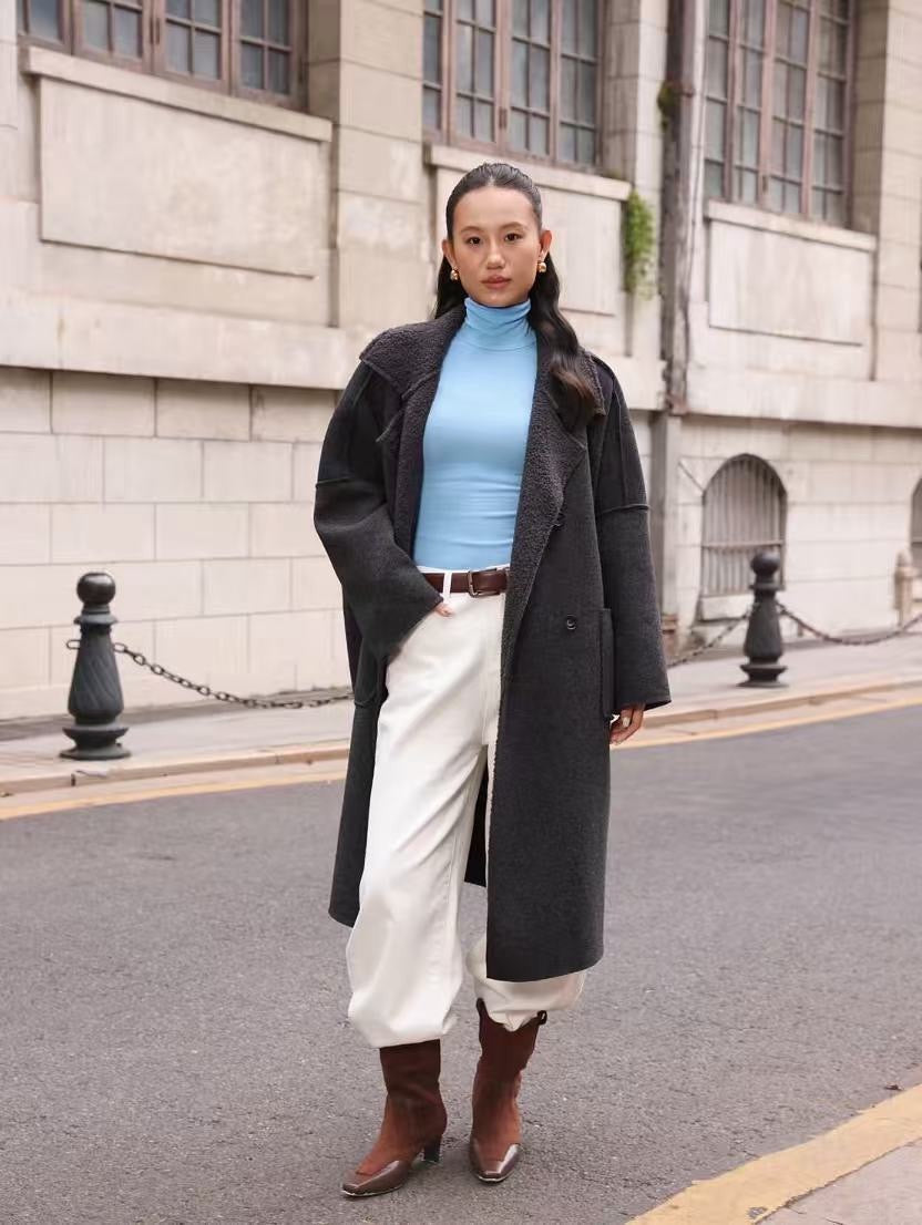 Wool blend oversized coat