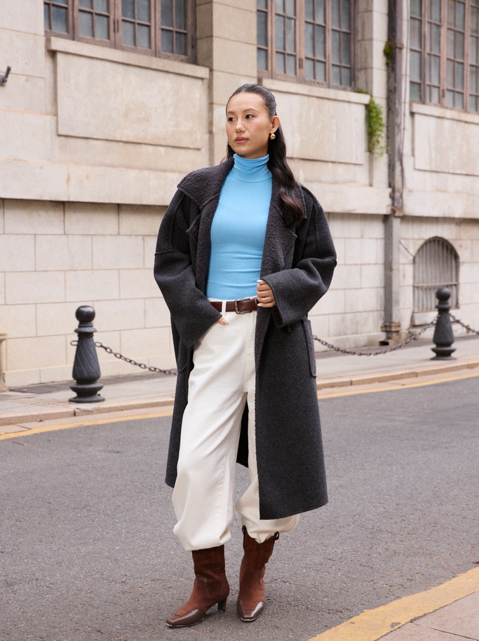 Wool blend oversized coat