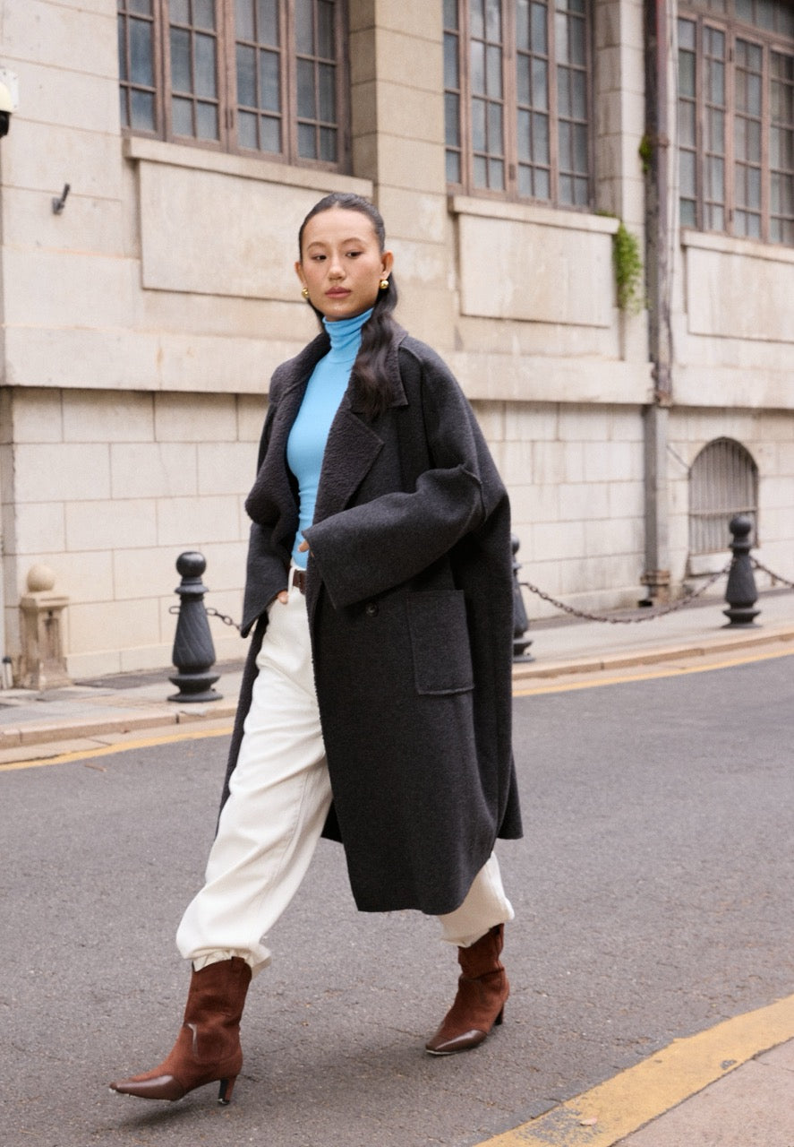 Wool blend oversized coat