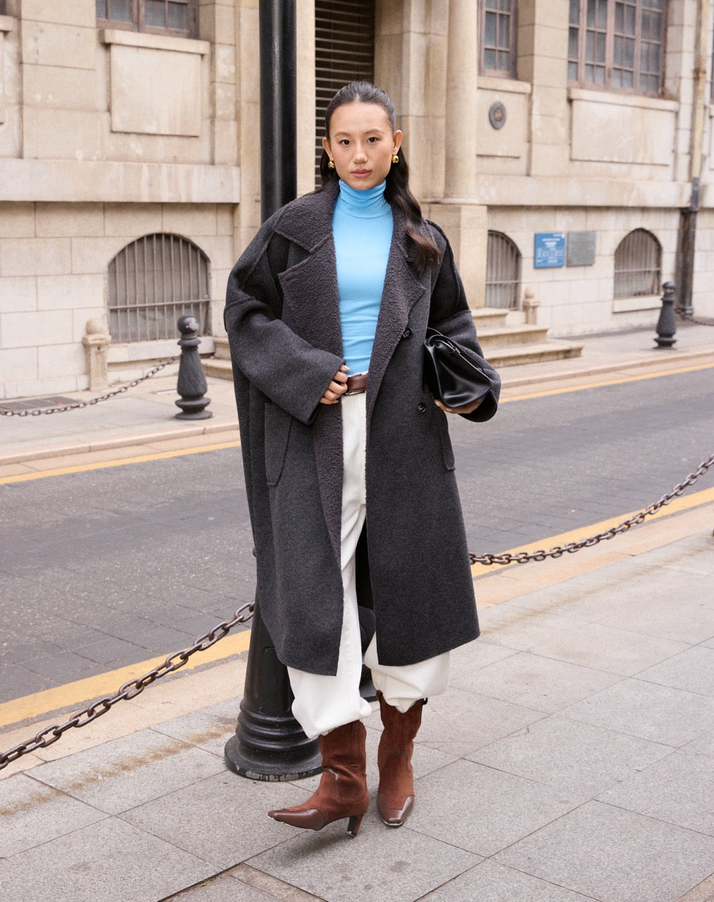 Wool blend oversized coat