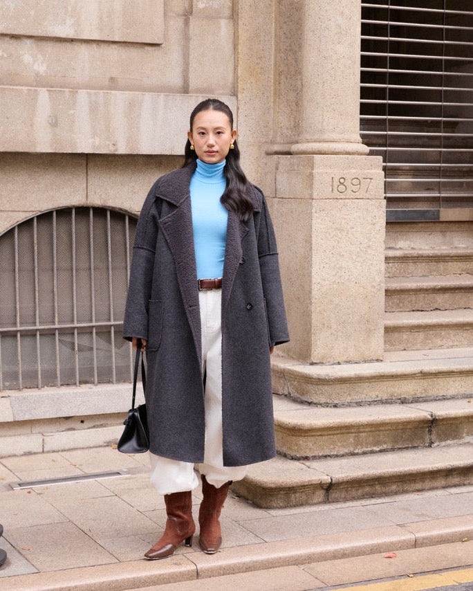 Wool blend oversized coat