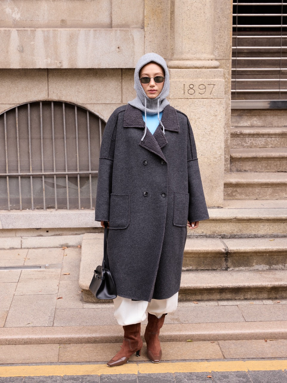 Wool blend oversized coat