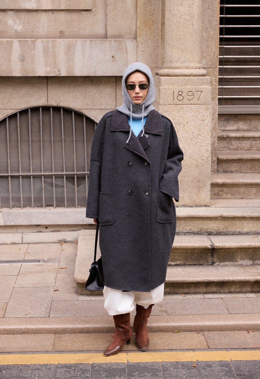 Wool blend oversized coat