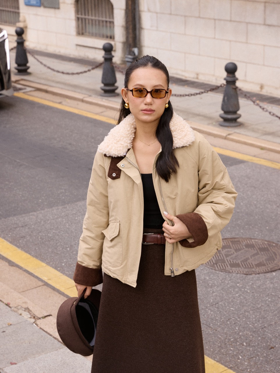 DETACHABLE FUR COLLAR JACKET