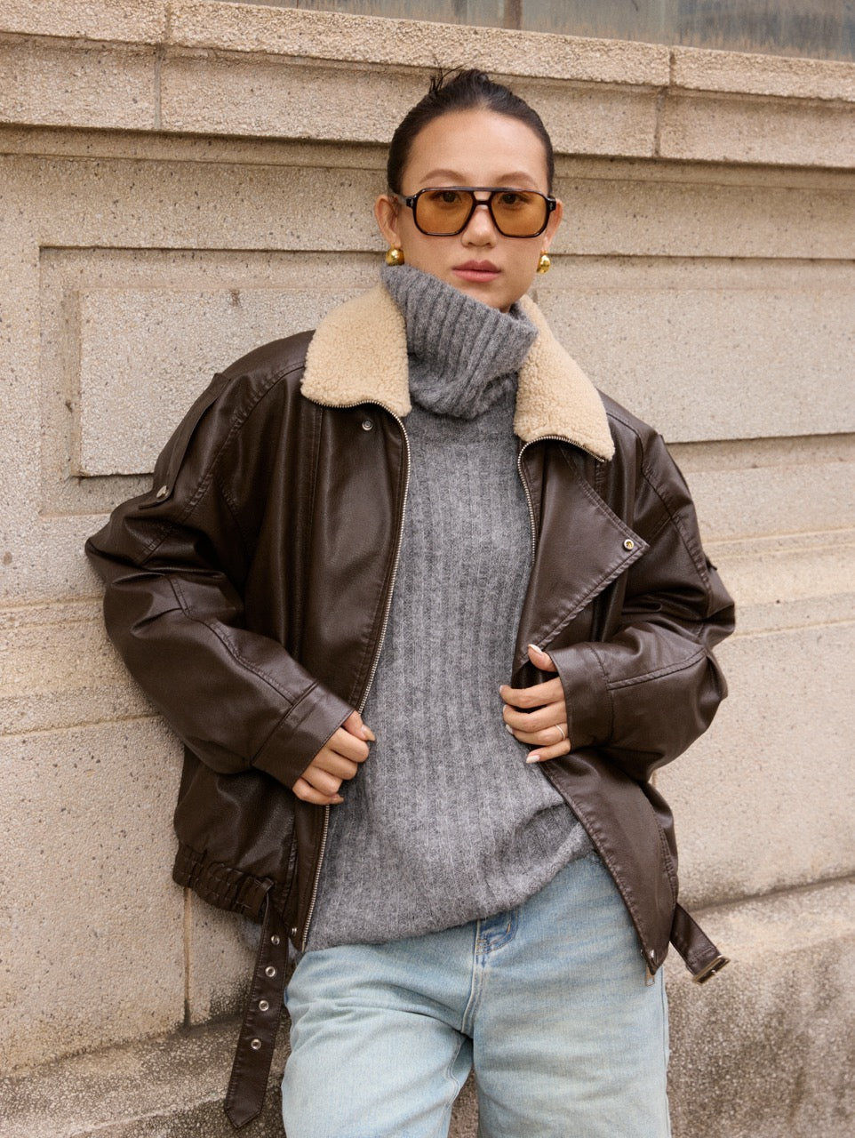 Loose high neck sweater -Available in 3 colors Grey/ White/ Black