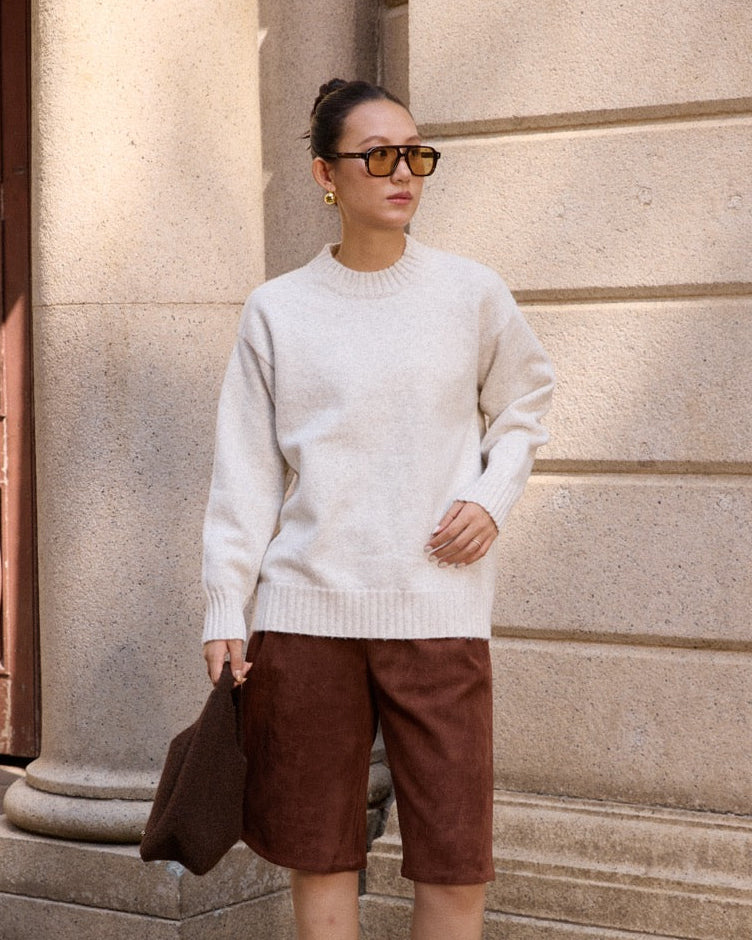 Round Neck Sweater - Available in 2 colors ( Oat, Brown)