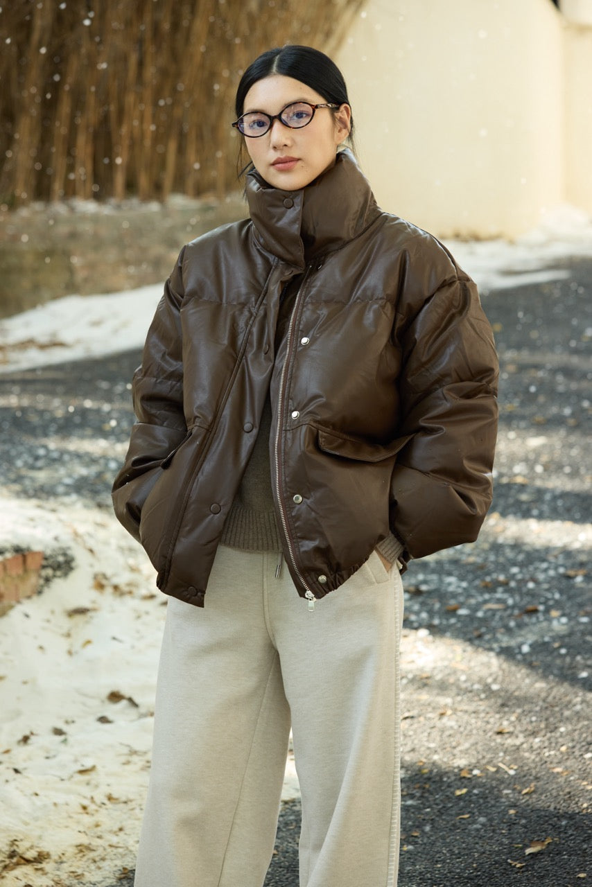 CHOCOLATE DOWN PUFFER JACKET - Available in Brown/ Black