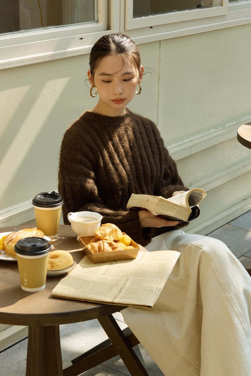 CACAO RIBBED SWEATER