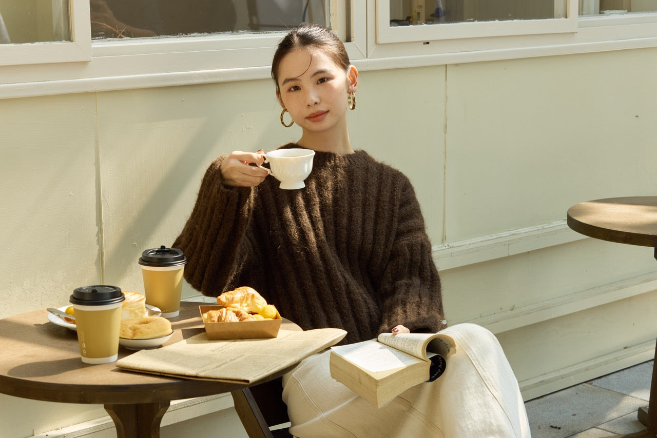 CACAO RIBBED SWEATER