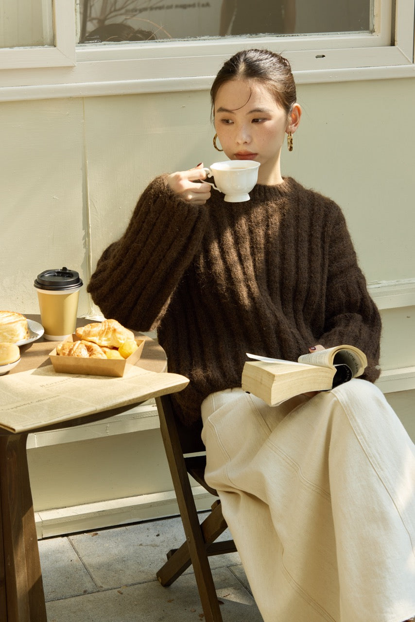 CACAO RIBBED SWEATER