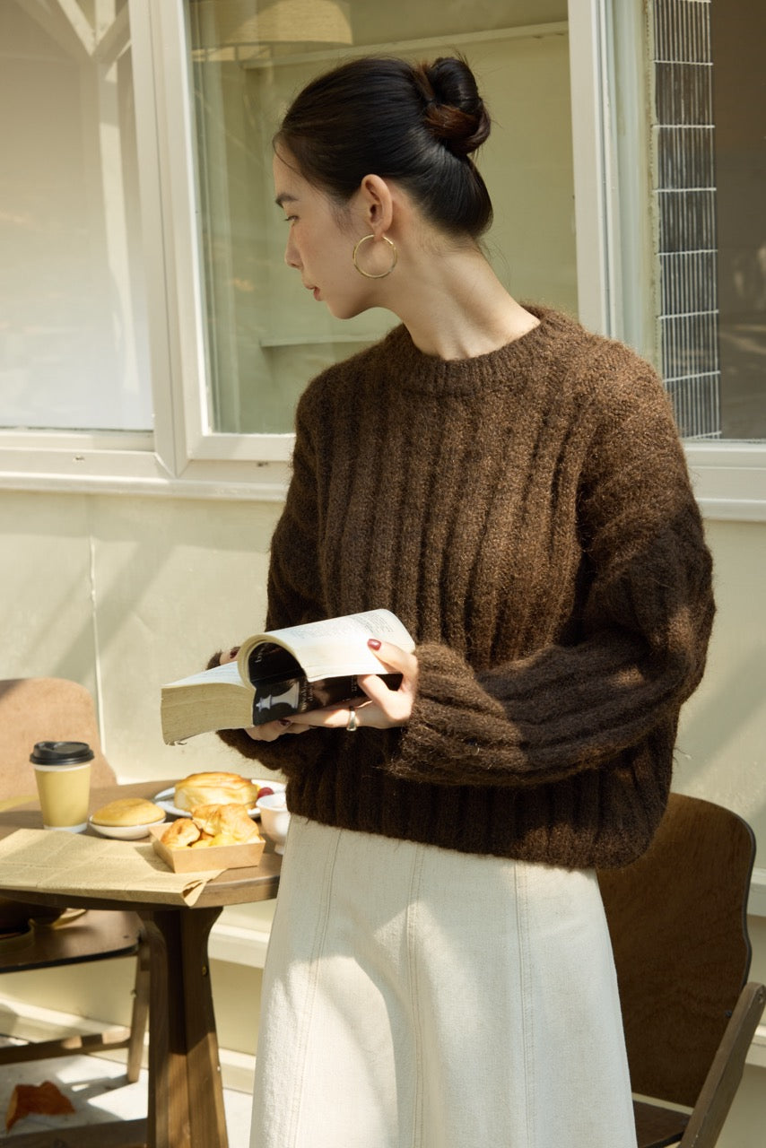 CACAO RIBBED SWEATER