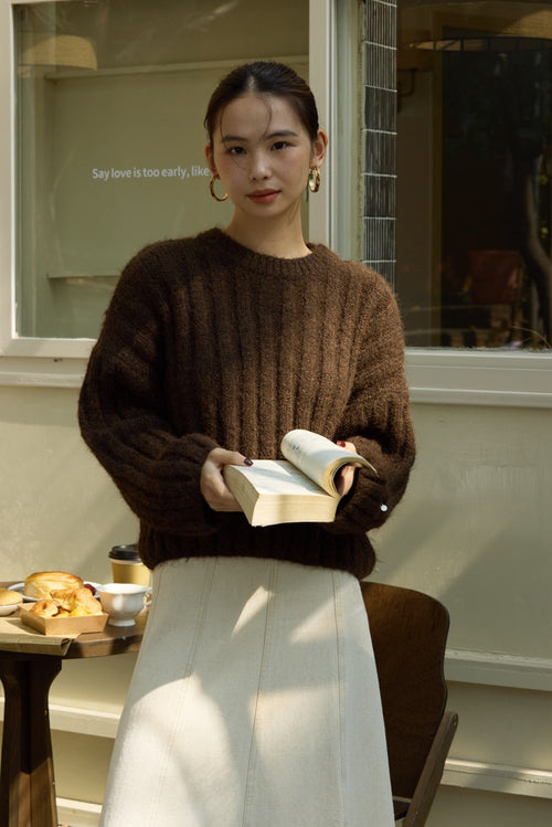 CACAO RIBBED SWEATER