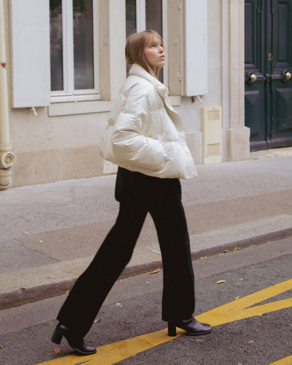 DOWN PUFFER JACKET WITH REMOVABLE HOOD - Available in Brown/ Black/ White/ Green